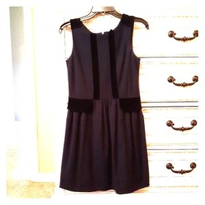 Ink blue Multicolored Wool and Velvet Dress